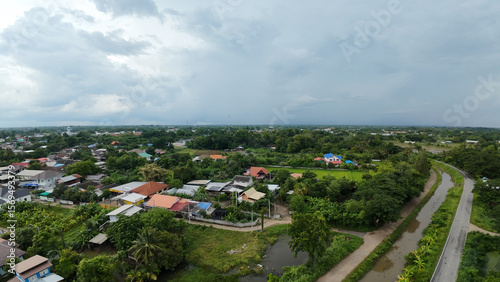 aerial view of village