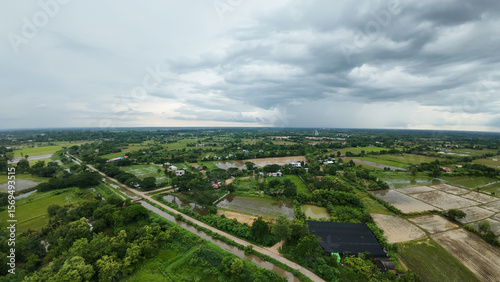 aerial view of village