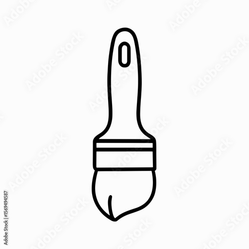Flat paintbrush icon representing decorating and painting – outline