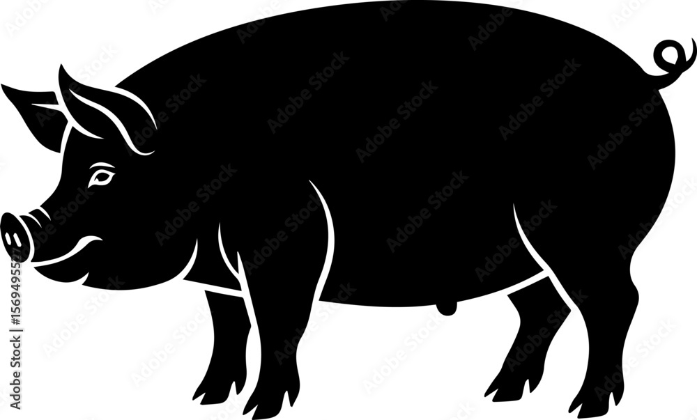Fototapeta premium Pig silhouettes vector illustration