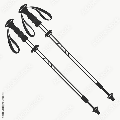 Black trekking poles with straps and tips hiking poles walking sticks