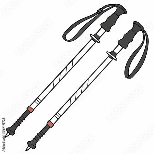 Black trekking poles with straps and pointed tips hiking sticks outdoor gear