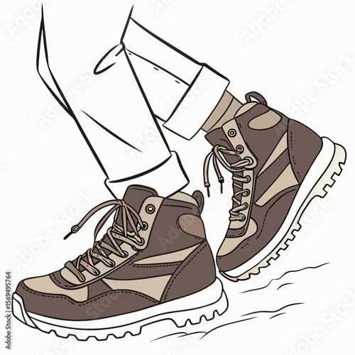 Brown hiking boots with tan accents and white soles footwear outdoor