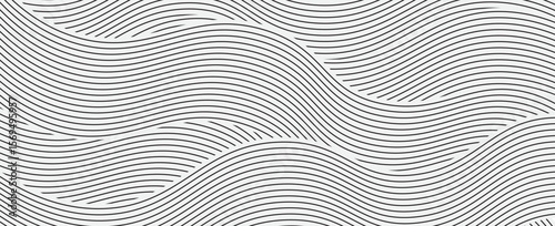 Abstract background with wavy blue lines on a white background. The blue lines create a flowing, textured pattern on the white surface. Minimal abstract gradient wavy line vector background