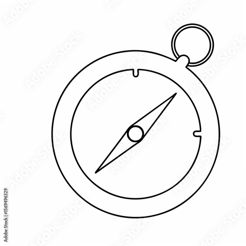 Outline compass with directional needle navigation travel