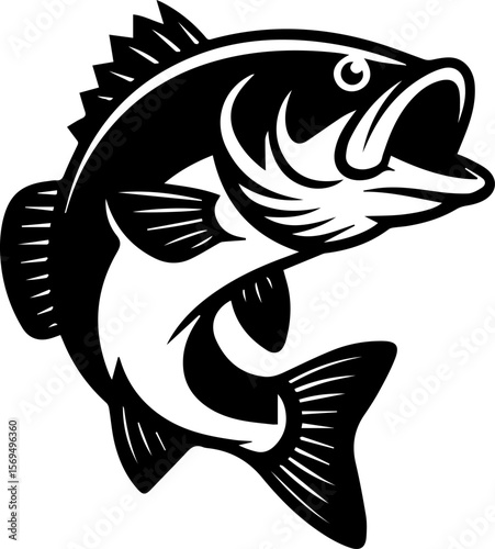 Big bass fish silhouettes vector illustration