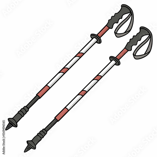 Trekking poles with black grips and red accents hiking sticks walking sticks