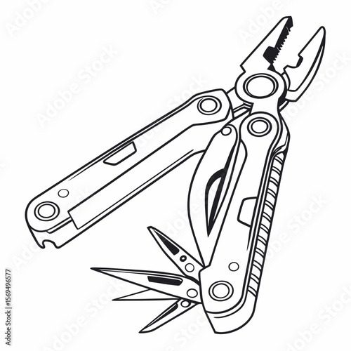 Versatile folding tool with pliers knife and awl multi tool