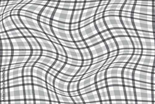 simple abstract dark light ash grey paid check wavy pattern warped grayscale grid with optical illusion effect