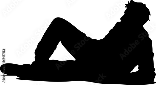 a man half lying down on street vector silhouette