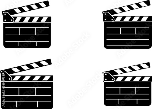 Group of movie clapperboard silhouette vector illustration
