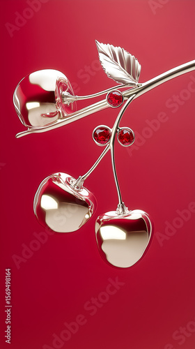 Luxury jewelry set with berries replacing traditional gems. Golden and silver rings, earrings, and pendants with realistic berries & fruit details, isolated on a neutral background.