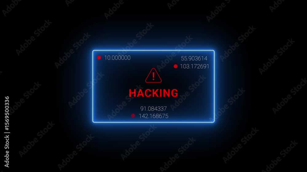 Warning hack security breach computer hacking warning message hacked alert. Motion graphics animation. System hacked security breach computer hacking warning message hacked alert Business server show.