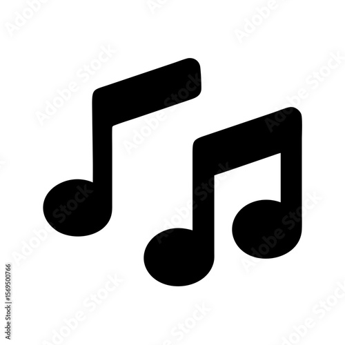 Illustration of two musical notes in a simple and bold design
