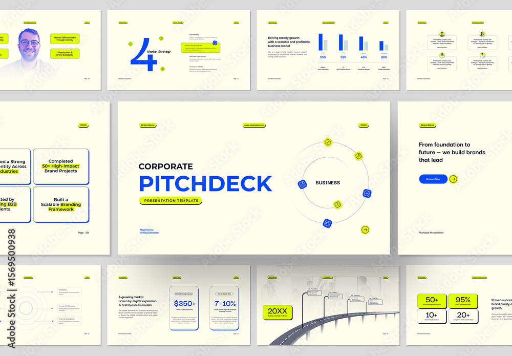 Modern and Clean Corporate Pitch Slide Deck Presentation Template Stock ...