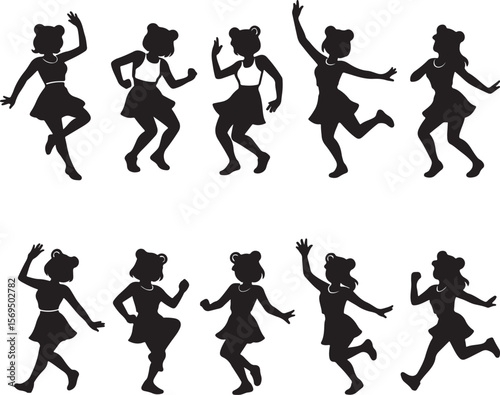 10 pieces of dancing lady silhouette design. illustration 2025