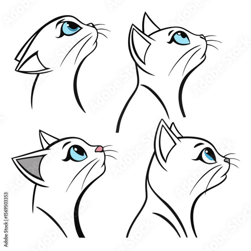 Funny cartoon cats and cute kittens set, vector illustration of playful domestic animals
