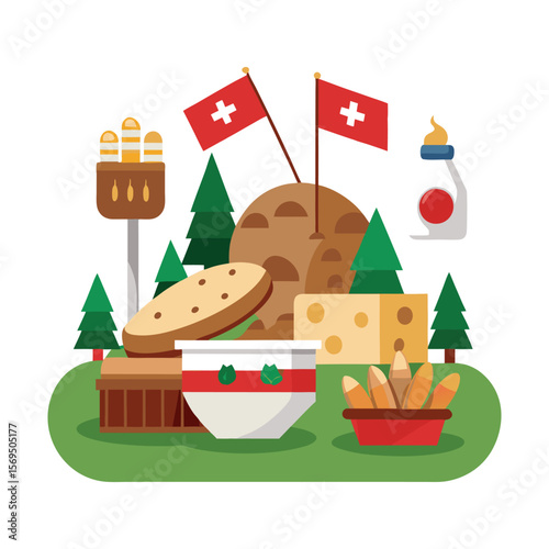 Swiss Food and Culture Vector