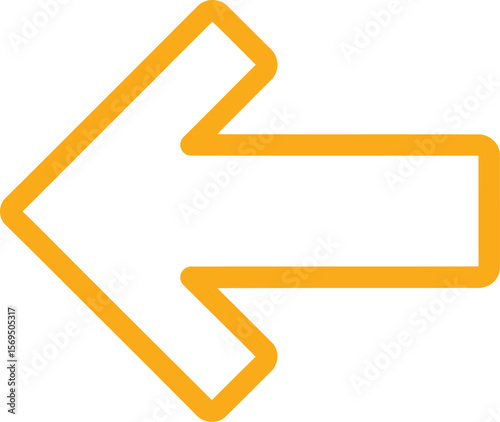Bold orange arrow pointing left on white background direction symbol