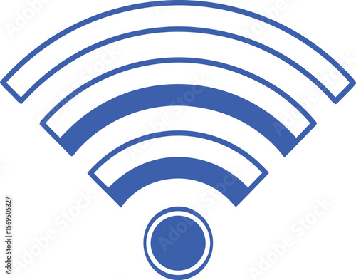 Blue wifi signal waves radiating outwards connectivity