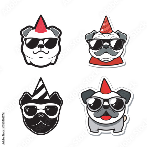 sticker design of Cartoon pug head
