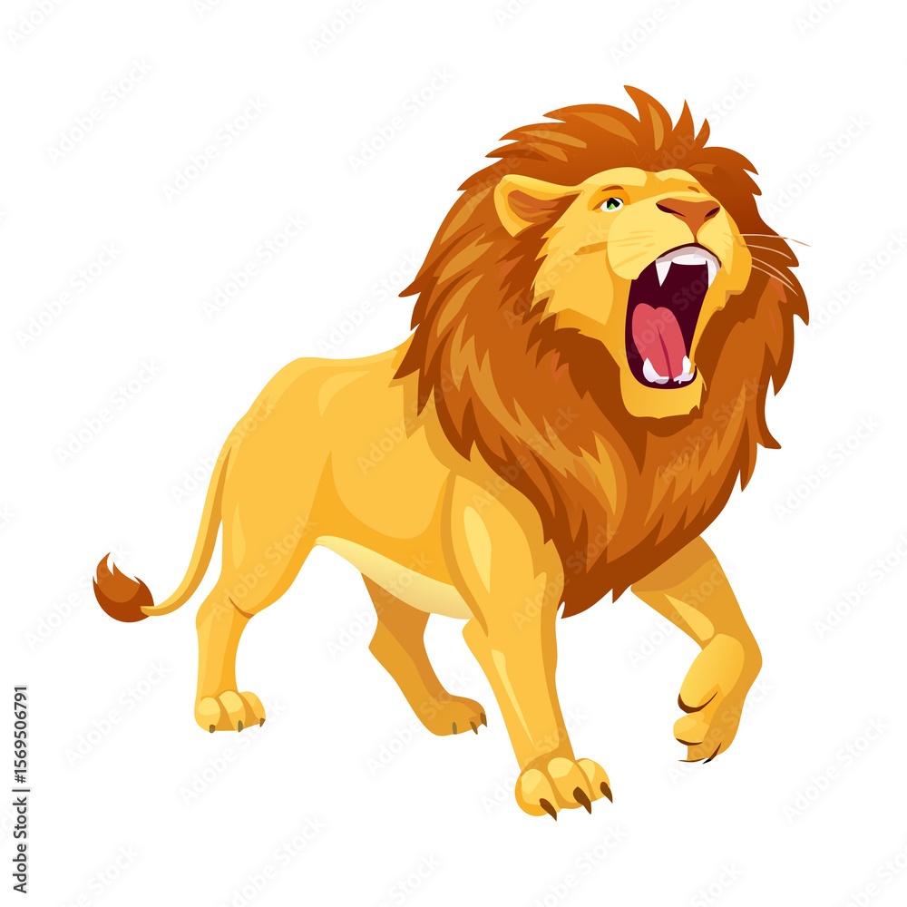 Fototapeta premium lion cartoon isolated on white