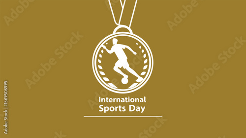 Gold Medal Award:  International Sports Day Celebration;  Minimalist Athlete Silhouette Design;  Elegant, Motivational, and Celebratory Graphic for Sporting Events and Fitness.