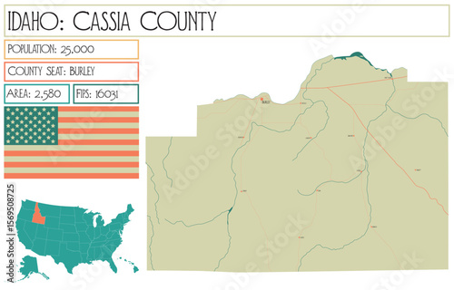 Large and detailed map of Cassia County in Idaho USA.