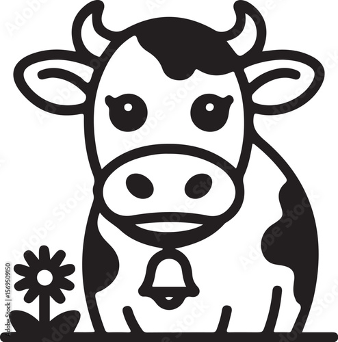 Adorable Cartoon Cow Illustration Farm Animal Clipart
