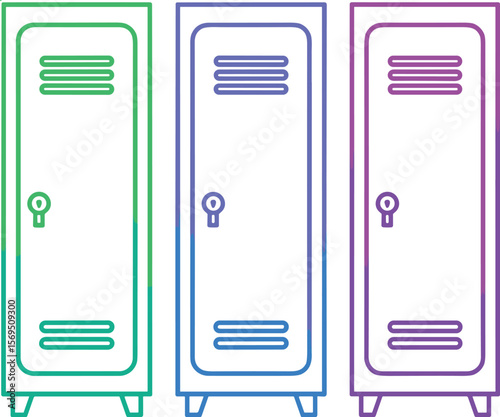 Colorful Lockers with Gradient Icons in a Playful Locker Room Environment for Creative Students and Teachers to Inspire Learning Supplies Background - back to school