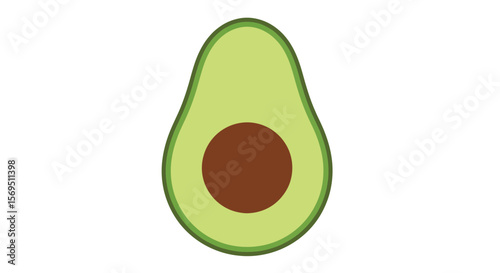 Sliced Avocado with Seed, Simple Graphic Representation, Healthy Food