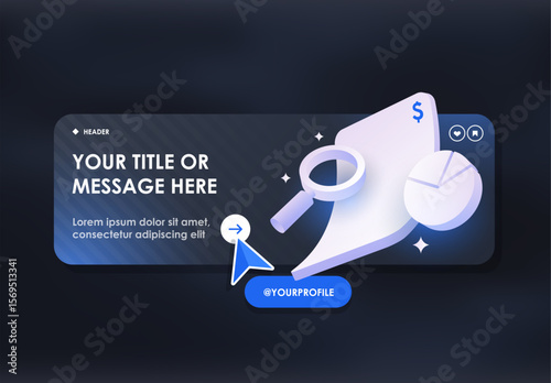 Modern Website Header Template with Social Media Profile Button, Icons, and Interactive Design Elements