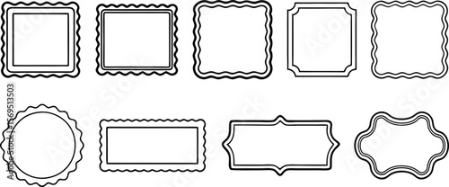 Collection of whimsical decorative frame shapes for design and crafting projects