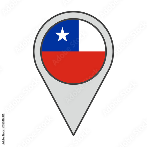 Vector illustration of a geolocation tag colored with the flag of Chile