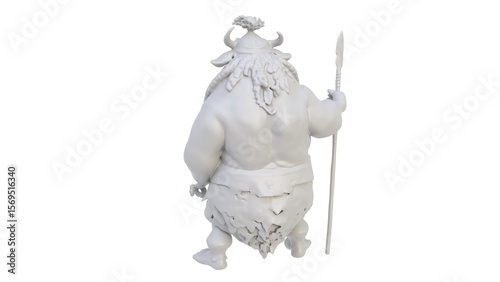 3D render of a female Viking character figurine on a light background. 3D render.