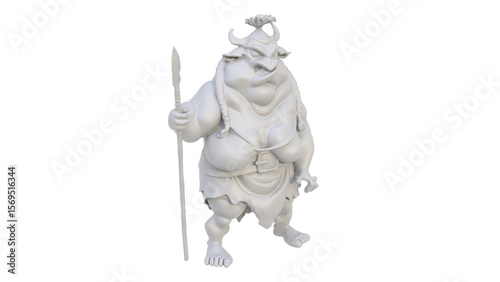 3D render of a female Viking character figurine on a light background. 3D render.