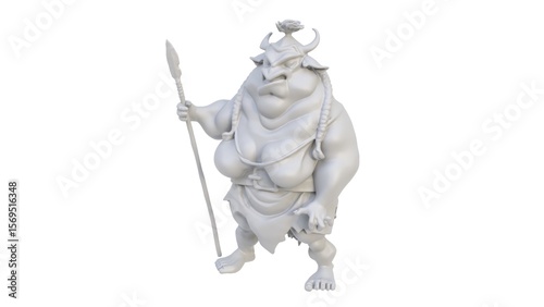 3D render of a female Viking character figurine on a light background. 3D render.