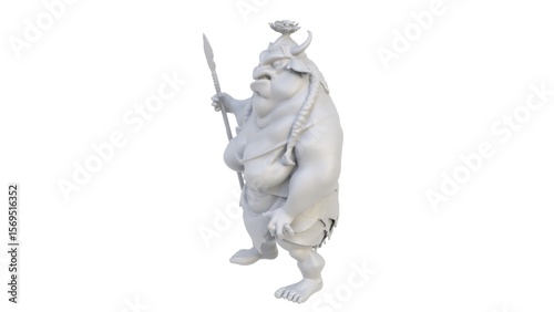 3D render of a female Viking character figurine on a light background. 3D render.