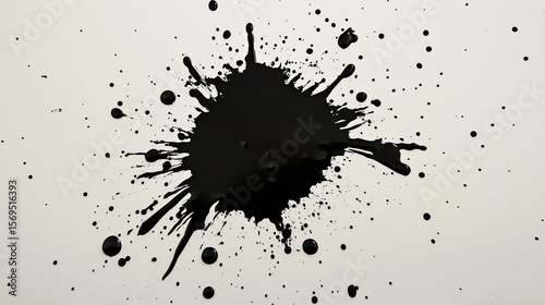 Black Ink Splashes on White.