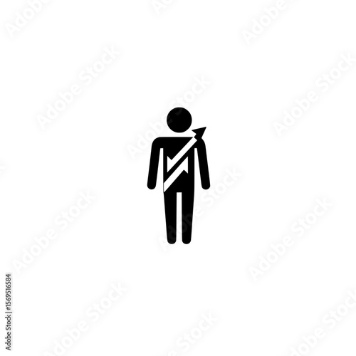 Human Icon with Up and Down Arrows Representing Performance Fluctuation or Career Evaluation