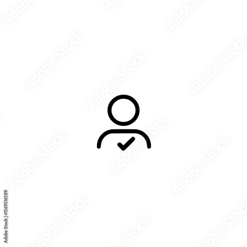 User Profile Symbol with Tick Mark Indicating Verification Trust and Approved Account Status