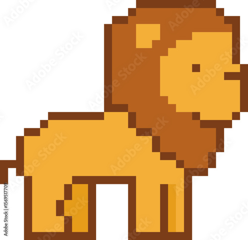 pixel illustration of a lion