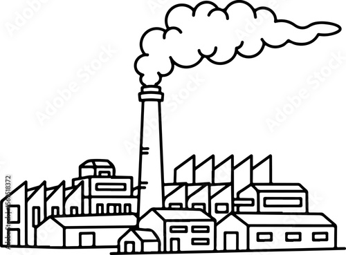 Industrial Complex Smoke Stack Emissions Illustration
