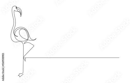 Flamingo Bird continuous line art drawing