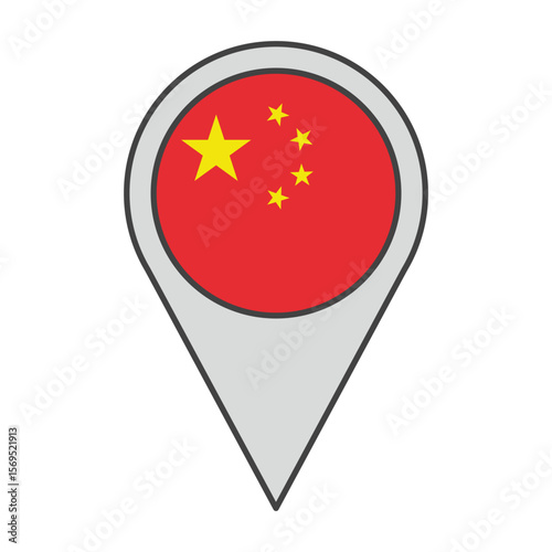 Free Download Vector illustration of a geolocation tag colored with the flag of China - GFXLoad