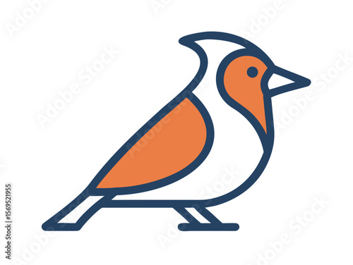 Vector Illustration of a Vibrant Red Cardinal , A stylized, cartoon-like illustration of a cardinal bird. 