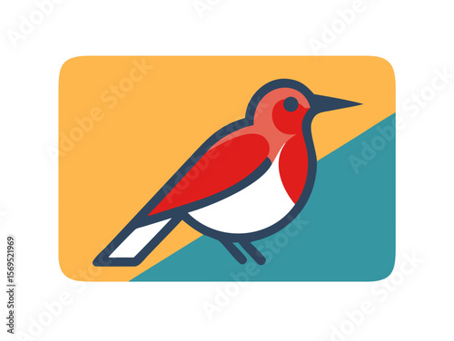 Vector Illustration of a Vibrant Red Cardinal , A stylized, cartoon-like illustration of a cardinal bird. 