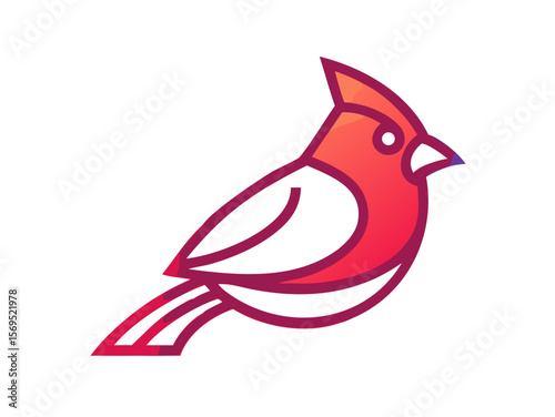 Vector Illustration of a Vibrant Red Cardinal , A stylized, cartoon-like illustration of a cardinal bird. 