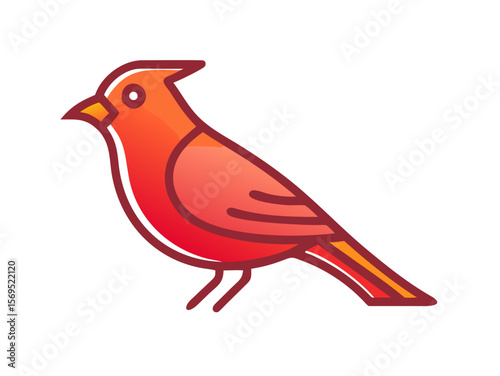 Vector Illustration of a Vibrant Red Cardinal , A stylized, cartoon-like illustration of a cardinal bird. 