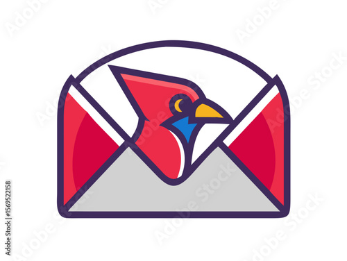 Vector Illustration of a Vibrant Red Cardinal , A stylized, cartoon-like illustration of a cardinal bird. 
